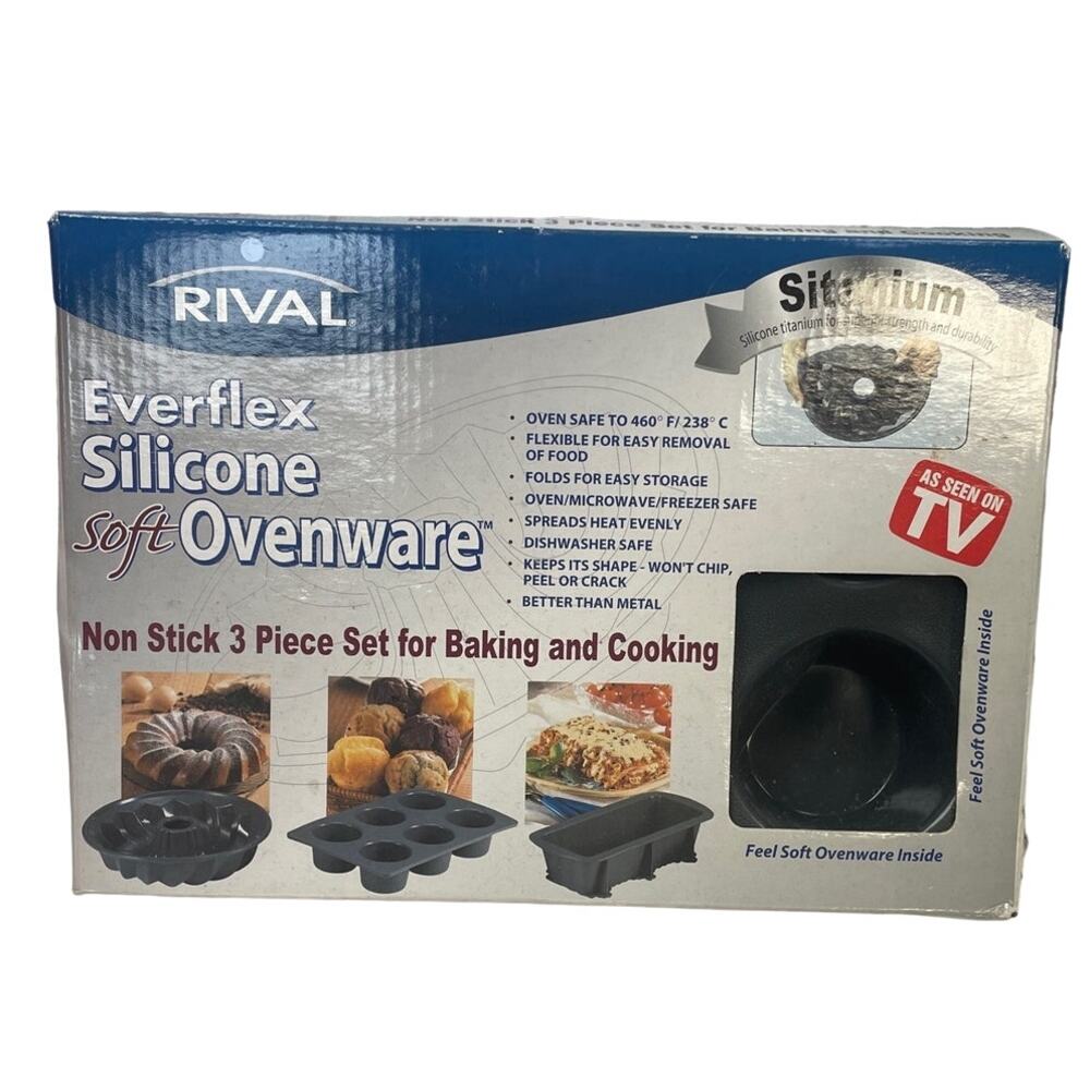 New In Box Rival As Seen On TV Silicone Soft Non Stick 3 Piece Baking Ovenware